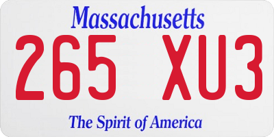 MA license plate 265XU3