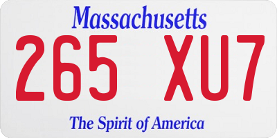 MA license plate 265XU7