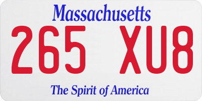 MA license plate 265XU8