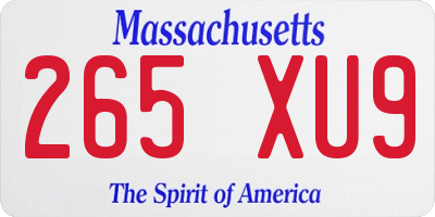 MA license plate 265XU9