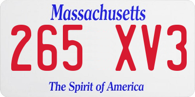 MA license plate 265XV3