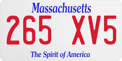 MA license plate 265XV5