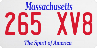 MA license plate 265XV8