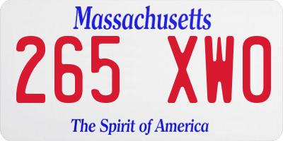 MA license plate 265XW0