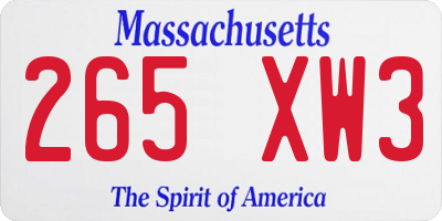 MA license plate 265XW3