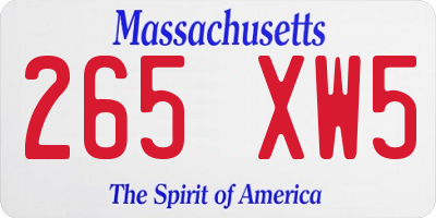 MA license plate 265XW5