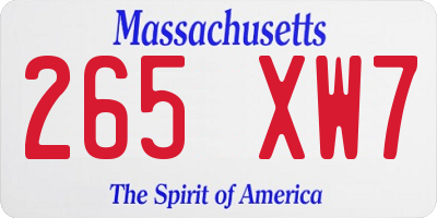 MA license plate 265XW7
