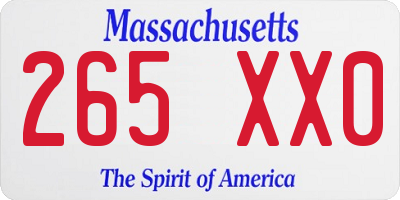 MA license plate 265XX0