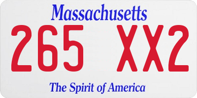 MA license plate 265XX2