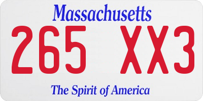 MA license plate 265XX3
