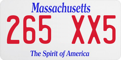 MA license plate 265XX5