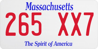 MA license plate 265XX7