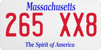 MA license plate 265XX8