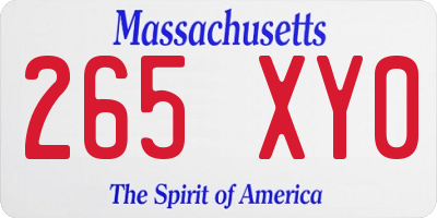 MA license plate 265XY0