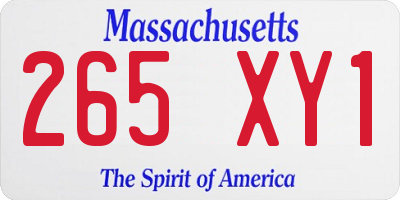 MA license plate 265XY1