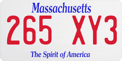 MA license plate 265XY3