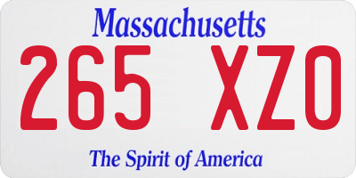 MA license plate 265XZ0