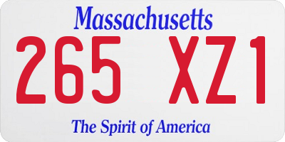 MA license plate 265XZ1