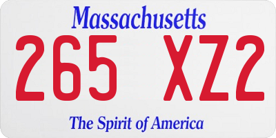 MA license plate 265XZ2