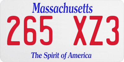 MA license plate 265XZ3