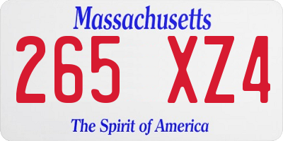 MA license plate 265XZ4