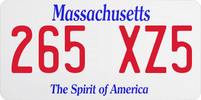 MA license plate 265XZ5