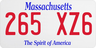 MA license plate 265XZ6