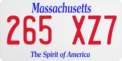 MA license plate 265XZ7