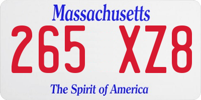 MA license plate 265XZ8