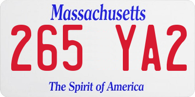 MA license plate 265YA2