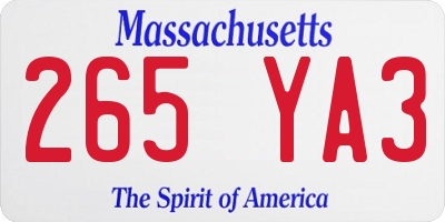 MA license plate 265YA3