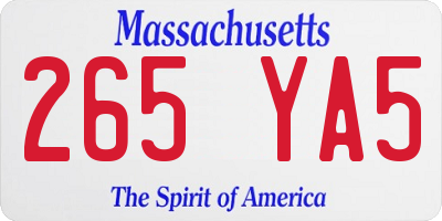 MA license plate 265YA5