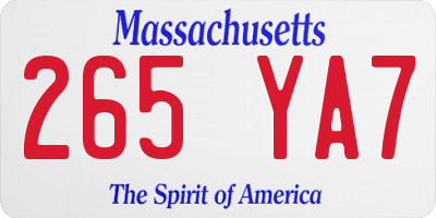 MA license plate 265YA7
