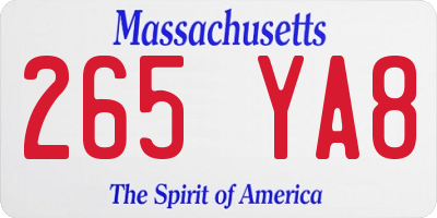 MA license plate 265YA8