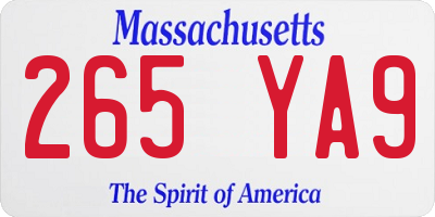 MA license plate 265YA9