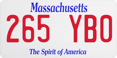 MA license plate 265YB0