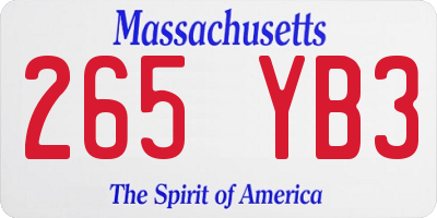 MA license plate 265YB3