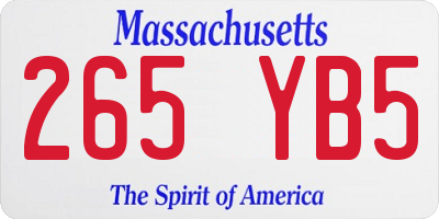 MA license plate 265YB5