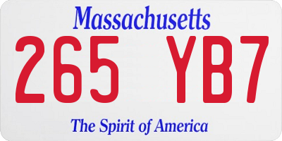 MA license plate 265YB7