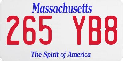 MA license plate 265YB8