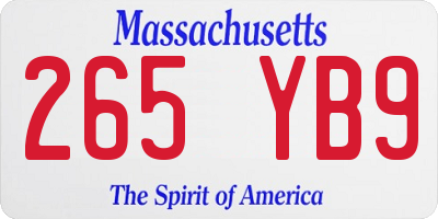 MA license plate 265YB9