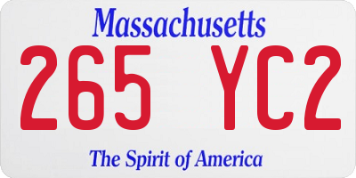 MA license plate 265YC2