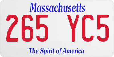 MA license plate 265YC5