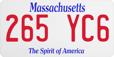 MA license plate 265YC6