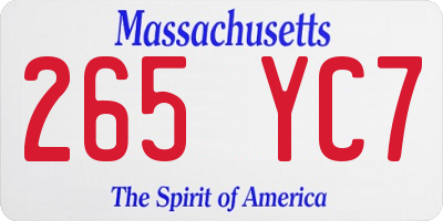 MA license plate 265YC7