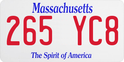 MA license plate 265YC8