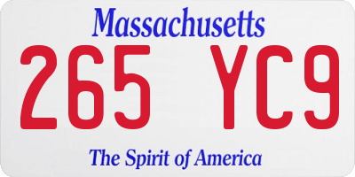 MA license plate 265YC9