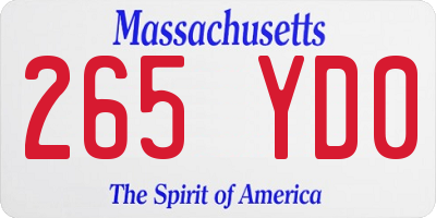 MA license plate 265YD0