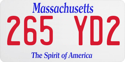 MA license plate 265YD2