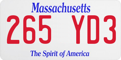 MA license plate 265YD3